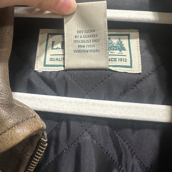 LL Bean Mens Vintage Goatskin Leather Bomber Jacket - Picture 6 of 10